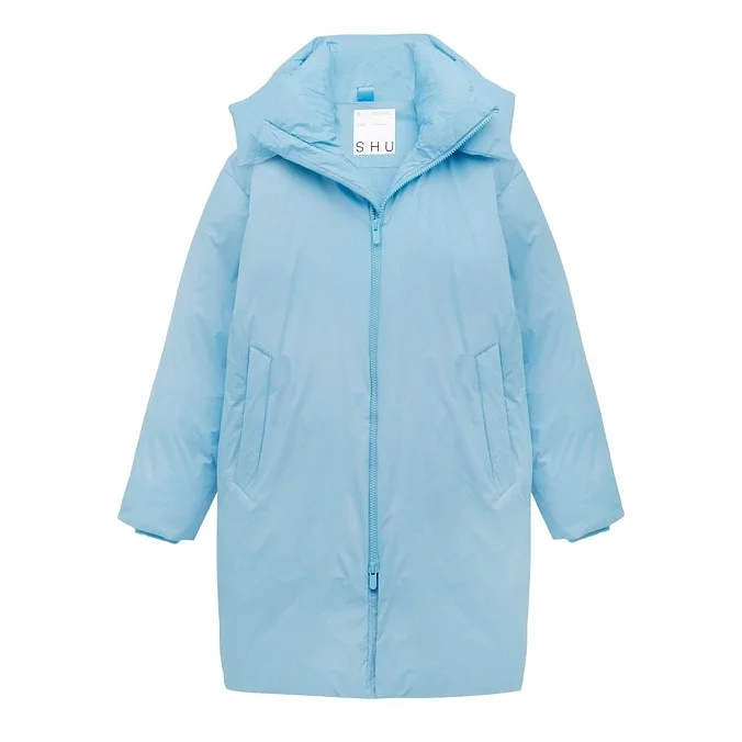 Оверсайз пуховик женский SHU голубой