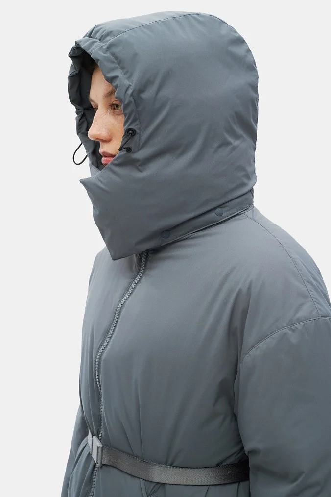 Двусторонний пуховик женский SHU тёмно-серый